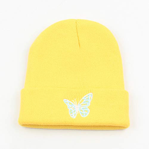 pedkit Homens mulheres gorros de malha de inverno borboleta bordado quente confortável chapéu casual