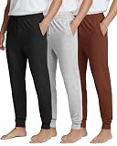 Real Essentials 3 Pack: Men's Soft Lounge Sleep Joggers - Pajama Pants Drawstring & Pockets - Set 5, XL
