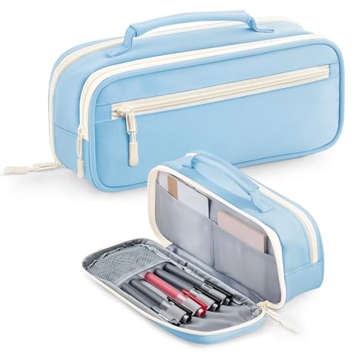 Image of Cute Pencil Case for Girls - Large Pencil Pouch for Girls,Big Capacity Portable Pen Bag,Special Aesthetic Pen Box with Handle,School Supplies Stationary Organizer for Kids Teens Adults