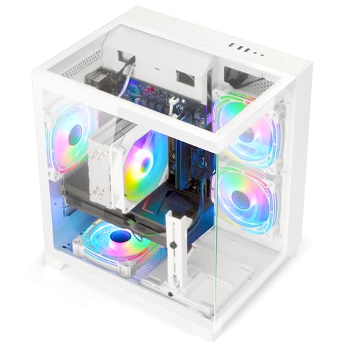Image of LXZ Gaming PC Desktop AMD Ryzen 7 8700F | 32GB DDR5 RAM | GeForce RTX 4070 | High-Performance Gaming & Design Computer (White)