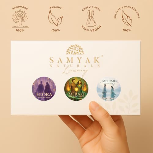 Image of Luxury Unisex Solid Perfume Trio - Meraki, Mizumi & Elora (5g x 3, 15g Total) | Long Lasting Alcohol-Free Perfume Balm | Natural Handmade Travel Mini Perfume Gift Set for Men & Women | Pocket Size Fragrance