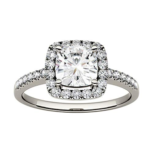 Charles & Colvard Created Moissanite 6mm Cushion Cut Engagement Ring for Women | 1.4 cttw DEW | Lab Grown | Solid 14K White Gold with Rhodium4