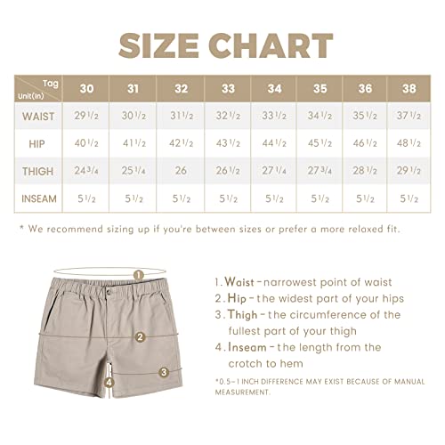 Maamgic Men'S Classic-Fit 5.5 Inch Cotton Casual Shorts Elastic Waistband With Multi-Pocket Daily Wear Walking Summer Outfit Dark Khaki thumb #5