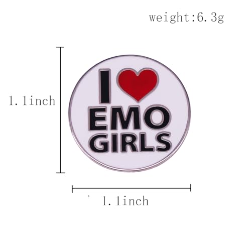 Ficsowy Enamel Lapel Pins I Love Emo Girls Gothic Brooch Backpacks For Women Gift  thumb #5