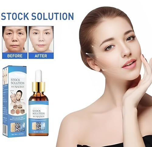 Image of Stock Solution Anti-Aging Serum for Face | Reduces Wrinkles, Fine Lines & Dark Spots | Hydrating & Skin Repair Formula | Youthful Glow | 30ml