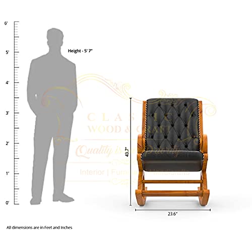 Image of Classic Wood and Craft Wooden Rocking Chair with Sheesham Wood, Rolling and Easy Seating (Model-BLB-22)