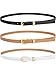 3 Pieces Women's PU Leather Belts Skinny Casual Jean Belt with Metal Buckle Formal Dress Belt (Color Set 1)