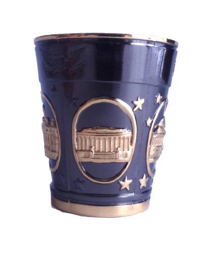 Washington D.c. Metal Souvenir Shot Glass (Black And Gold) (Type 2) #TOP4