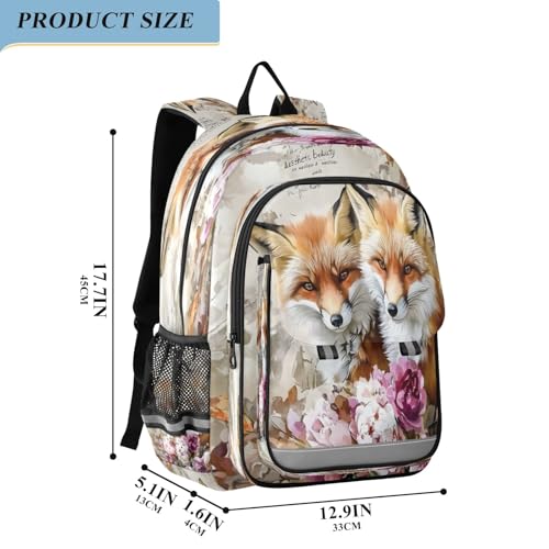Kids Backpacks School Daypack College Bag Bookbag for Boys Girls Watercolor Retro Fox2