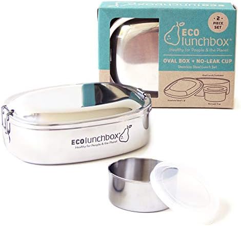 Ecolunchbox Stainless Steel 2-Piece Bento Box, Oval (1)