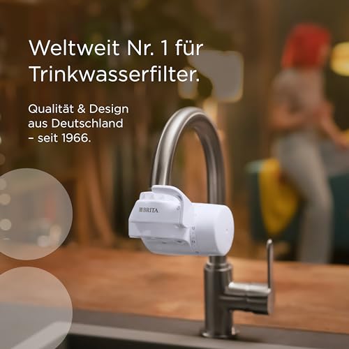 BRITA Wasserfilter für Wasserhahn ON TAP V inkl. 1 Filterkartusche – für nachhaltiges Wasser mit besserem Geschmack/reduziert kleine Partikel, Metalle & geschmacksbeeinträchtigende Stoffe