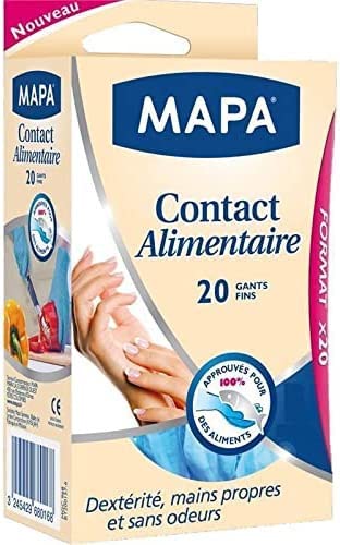 MAPA - Gants Contact Alimentaire X20 Taille M - Lot De 3 - Vendu Par Lot