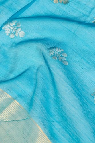 Taneira blue chanderi silk saree – image 6