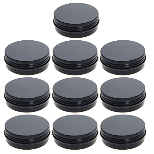 Image of Othmro 10pcs 2oz Metal Round Tins Aluminum Tin Cans Containers with Screw Lid, 68 * 25mm(DxH) Black tin cans for Salve, Spices, Lip Balm, Tea or Candies 60ml