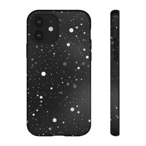 Coque iPhone 12 rigide motif tourbillons space texture noir brillant