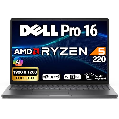 OemGenuine Dell Pro 16 FHD+ 16�C���` (Latitude 3550�����p)�AAMD Ryzen 5 220�A16GB DDR5 RAM�A256GB SSD�A�o�b�N���C�g�L�[�{�[�h�AWiFi 6E + BT�ARJ-45�AHDMI