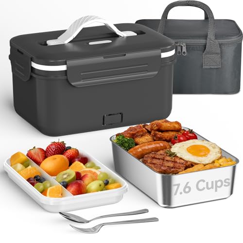 Vabaso Cordless Electric Lunch Box with 8000mAh Battery, 1.8L/7.6-Cup Heated Lunch Box for Adults, Portable Self-Heating Food Warmer for Office Outdoor Work
