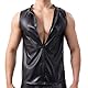 Latex ähnliches Herren Top Oberteil Latex Shirts Herren Tops Herren Latex T-Shirt Männer Sexy Mattes Leder Ärmellose Westen Herren Wetlook Body Leder Shirts Lack Leder Latex Shirts & Tops für Männer
