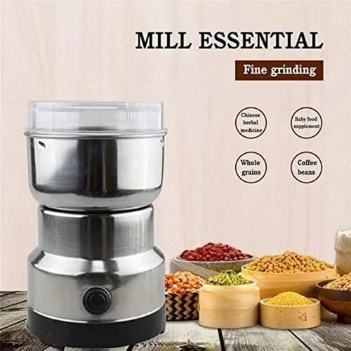 Image of Stainless Steel Mini Electric Grinder - Compact Coffee, Spice, Masala, Nut & Grain Crusher, Portable Mixer Machine for Home Kitchen