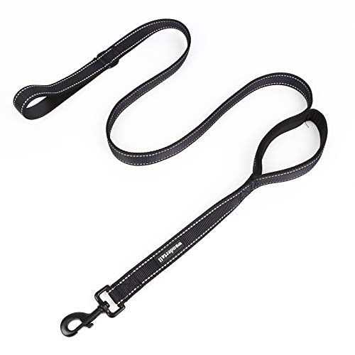 wondertail Two Handles Dog Training Leash, Control Safety Dogs Rope Leashes, Durable Highly Reflective Leashes for Small Medium Large Dogs(Black)