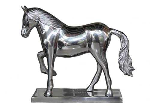 Statue de Cheval en Argent L 35 cm | Sculpture Massive Somptueuse