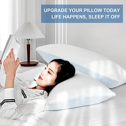 Bravbowerry Cooling Shredded Memory Foam Pillow - 2 Packs Cooling Bed Pillow Adjustable Loft For Side Back & Stomach Sleepers Washable Removable Cover With Extra Bag Of Fill #TOP5