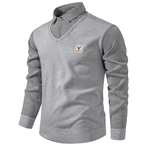 Chaqueta de cuello tejida para hombre estilo elegante gris 3