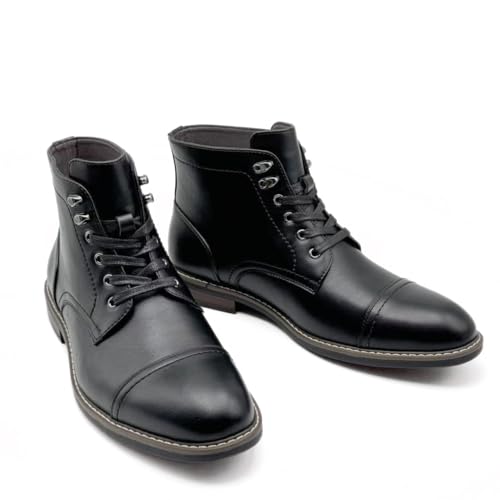 Finishing & Sewing Men's Dress Cap Toe Oxford Boots, Lace Up Ankle Derby Boots3