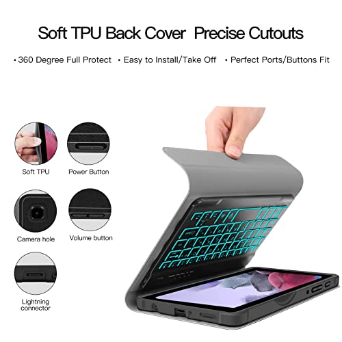 Pimofee Backlit Keyboard Case For Samsung-Galaxy-Tab A7 Lite 8.7" Model Sm-T220/T225/T227, Smart Stand Tablet Case With Detachable Magnetic Wireless Bluetooth Keyboard Cover (A7 Lite, 8.7" Black) #TOP4