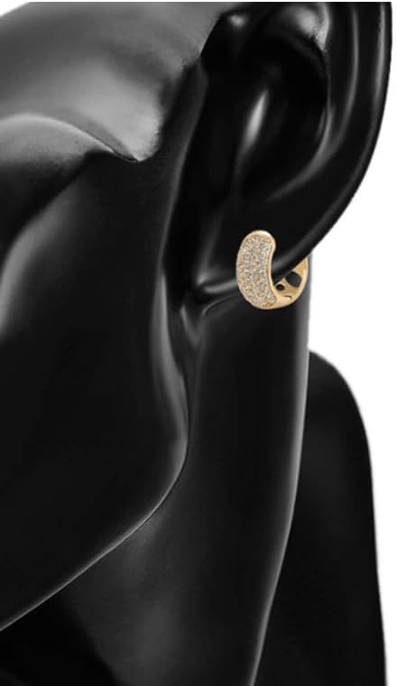 18K Gold Plated Hoop Earrings for Women, CZ Cubic Zirconia Round Hoop Earrings 19MM - Image 3