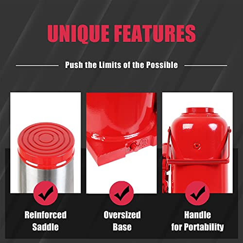 BIG RED 50 Ton (100,000 LBs) Torin Welded Hydraulic Car Bottle Jack for Auto Repair and House Lift, Red, TAM95007 - Thumbnail 5