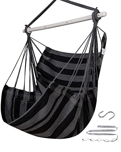 Image of ADVOKAIR Hammock Chair Swing, Heavy-Duty Hanging Rope Swing Seat Supports 500 Lbs, Ideal for Outdoor Patio, Backyard, Porch, Deck & Indoor Bedroom Use