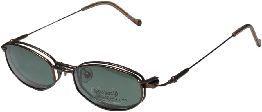 281 Mens/Womens Designer Full-Rim Shape Sunglass Lens Clip-Ons Spring Hinges Eyeglasses/Eyeglass Frame (46-17-135, Mocha/Brown/Green Clip-On Lens)