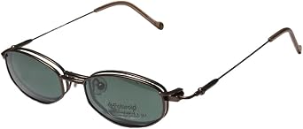 281 Mens/Womens Designer Full-Rim Shape Sunglass Lens Clip-Ons Spring Hinges Eyeglasses/Eyeglass Frame 46-17-135, Mocha/Brown/Green Clip-On Lens