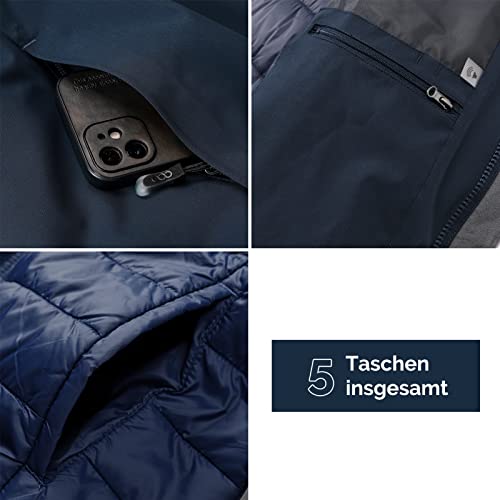 Foto von 33,000ft Damen 3-in-1 Skijacke Wasserdichte Doppeljacke Winterjacke Snowboardjacke Gefüttert Regenmantel Funktionsjacke Softshell Winterjacke mit Kapuze & 7 Taschen Darkblau+Blau M