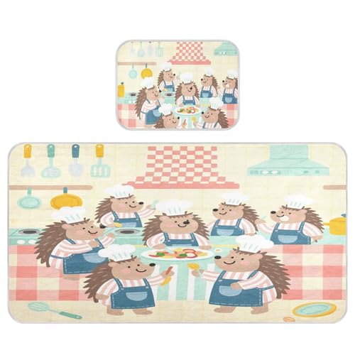 miaozhen Kühlende Babybett-Matratze, 71,1 x 132,1 cm, atmungsaktiv, Cartoon-Igelkoch, gelbe Trainingspads für Kinder, Erwachsene