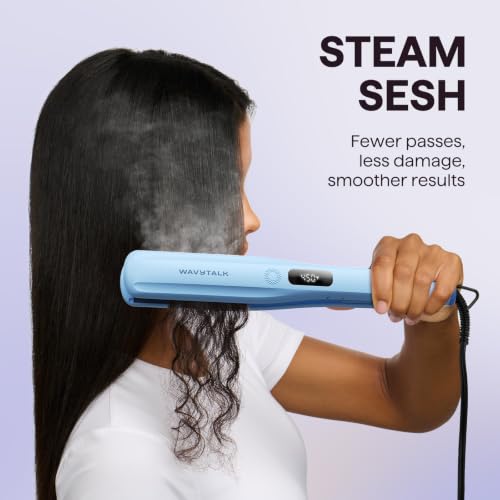 Image of Wavytalk Steam Hair Straightener Steam Sesh for Less Heat Damage, Flat Iron