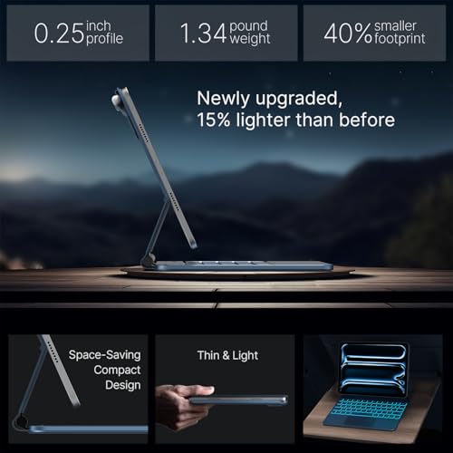 typecase Edge Keyboard Case for iPad Pro 11-inch (M5/M4, 2025/2024), Easy-Set Floating Magnetic Stand, Magic-Style Keyboard with 11 Colors Backlight, Multi-Touch Trackpad, Pencil Holder, Pacific Blue by typecase - Image 5