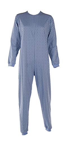Emy Mono para Personas Mayores con Cremallera Trasera antimanipulación Circle Azul L Pijama de una Pieza para Mujer y Hombre - Pijama Sanitario para Personas Mayores con Cremallera Trasera