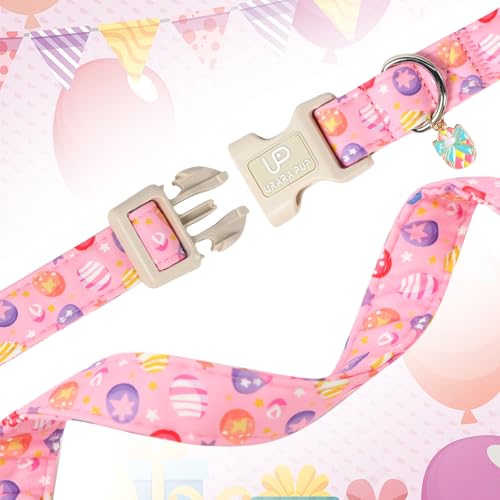 Image of Easter Day Dog Collar, UP URARA PUP Easter Eggs Adjustable Pet Collar with Bowknot Charm, Colorful Eggs Dog Collars for Small Medium Large Dogs