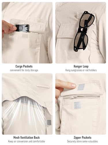 Mens UPF 50+ Sun Protection Short Sleeve Quick Dry Fishing Safari Hiking Shirt with Zipper Pocket Lightweight Cooling4