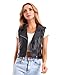 DIASHINY Kurze Kunstlederweste für Damen Slim Revers Ärmellos Biker Slim Fit PU Ärmellose Lederjacke Motorradweste 046 S