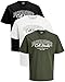 Produktbild JACK & JONES Herren T-Shirts im 3er-Set Multipack S-7XL (Regular Fit Mix 4, M)