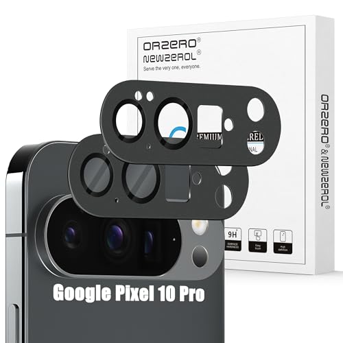 Orzero (2 Pack Camera Lens Protector Compatible for Google Pixel 10 Pro (Not for XL Model) Protector de Cmera Premium Metal and Glass Precise Camera Cutouts Anti-Scratch - Graphite Black
