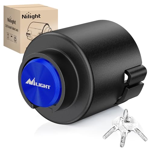 Image of Nilight 2-5 /16 inch Trailer Lock Heavy Duty Anti-Theft Trailer Hitch Locks Fit for 2 5 /16 Inch Ball Coupler Safety Chains Trailer Tongue Lock Set with Key Pry-Resistant Brass Core for Trailer Boat RV