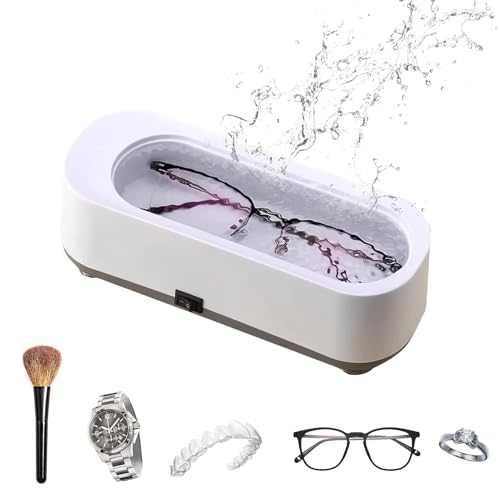 Ultrasonic Cleaner for Jewellery, 47KHz Jewellery Cleaner Sonic Glasses Cleaner Clean Pod One-Touch Operation Ultrasonic Cleaner Solution for Cleaning Eyeglasses Jewelry Silver Necklace Ring Watches