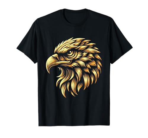 Golden American Bald Eagle Head Patriotic Design T-Shirt