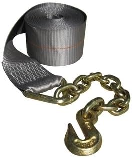 4 x 34 Ft Grey Winch Strap with Chain Ends PN: 423440G