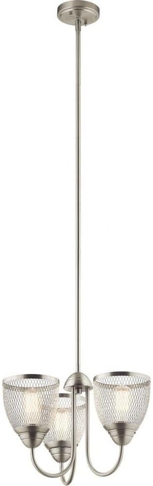 Kichler Voclain 12.5" 3 Light Convertible Chandelier/Semi Flush with Mesh Shade in Brushed Nickel