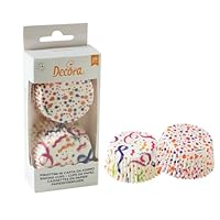 Decora 0339909 Packung mit 36 Förmchen Fiesta Konfetti Ø 50 x 32 mm, zum Backen, Präsentieren und Verschenken von Muffins, hitzebeständig bis 220°, in praktischer Blisterverpackung